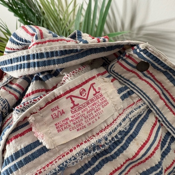 1970s Vintage Maverick Blue Red White Striped Pants Size 13/14 Made in USA - Picture 7 of 8
